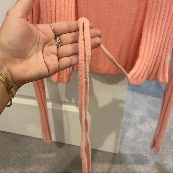 Zara Pink Fuzzy Wrap Knit Sweater - Picture 6 of 11